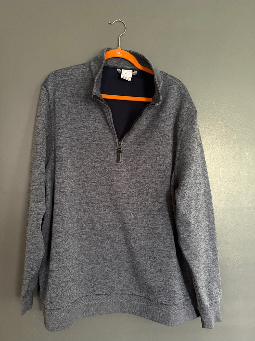 Men's Quarter-Zip Heather Blue Sweater Pullover